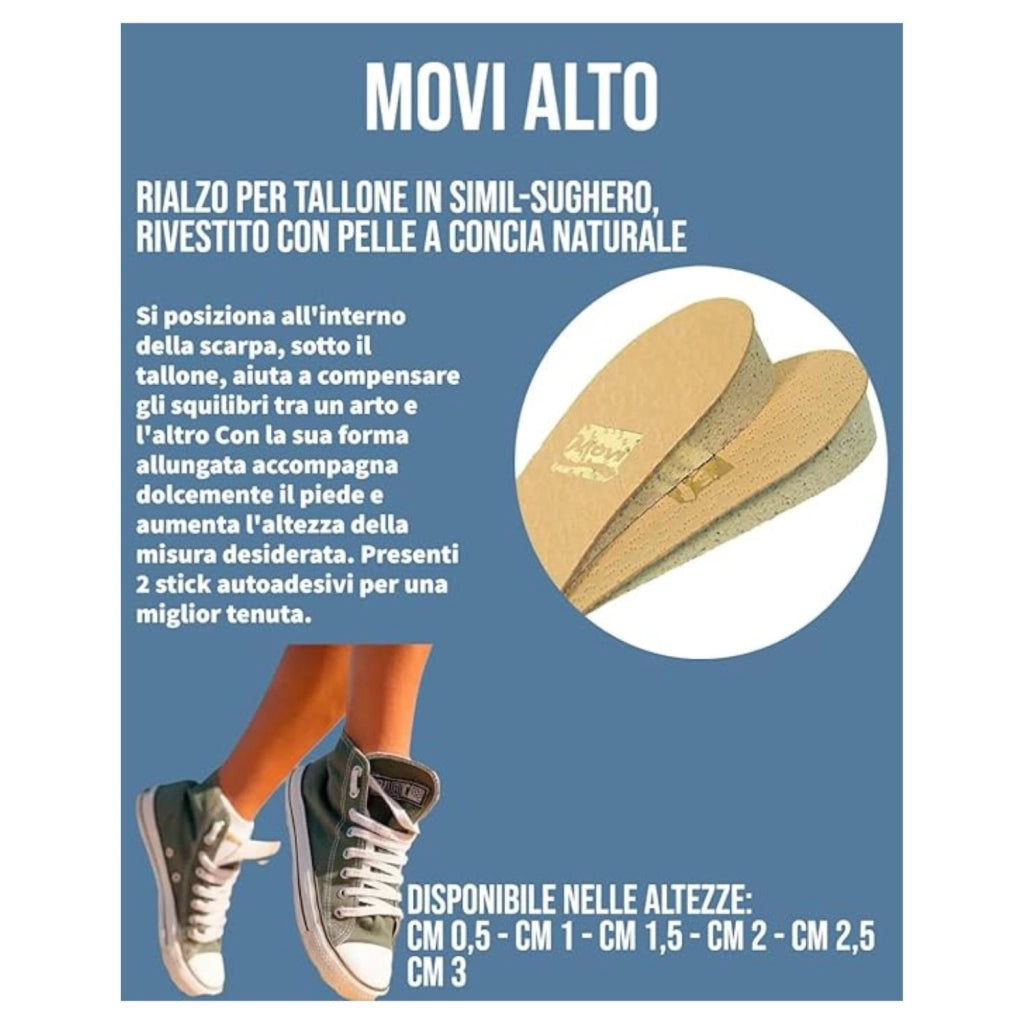 Movi Alto  Comodo Rialzo per Tallone Sughero-pelle TAGLIA : M, ALTEZZA(CM): 1
