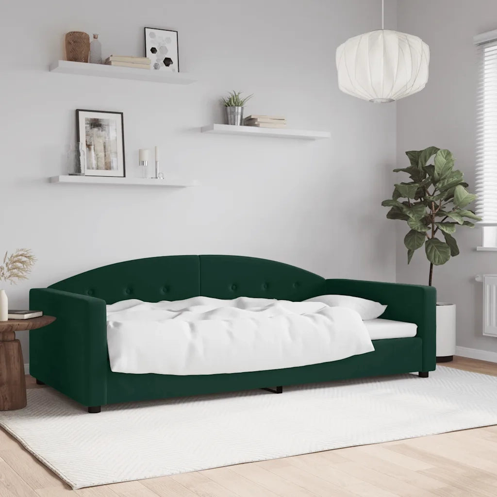 Letto da Giorno Verde Scuro 100x200 cm in Velluto