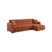 Divano angolare reversibile in tessuto trapuntato, 3 posti, terracotta