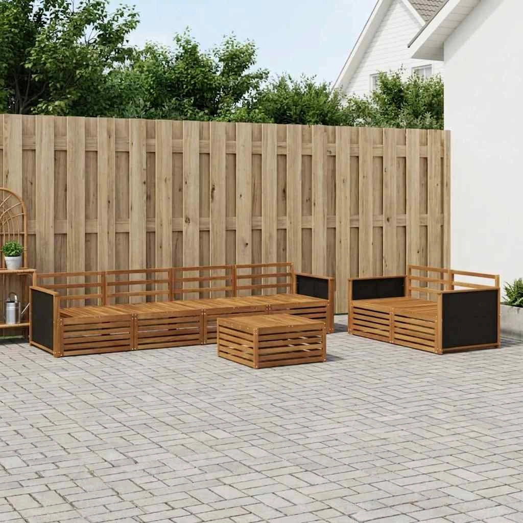 Set di divani da esterno 7 pz Naturale Legno di Acacia Massello 3383042