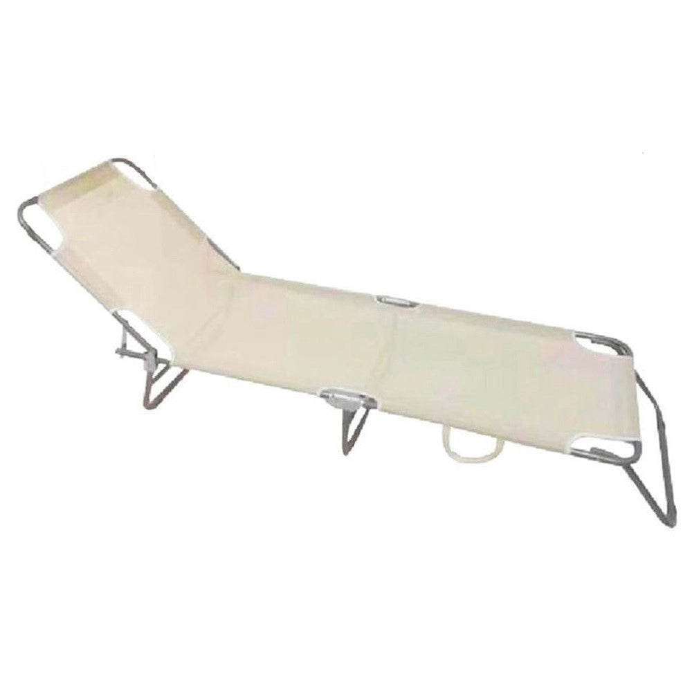 Trade Shop - Lettino In Textilene Crema Per Mare Giardino Schienale Regolabile In 3 Posizioni 281047 -
