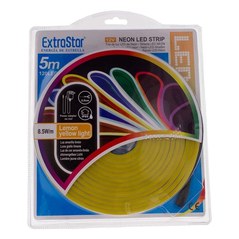 Striscia LED Neon 5M 8.5W/M 12V 120LED Modellabile e Tagliabile IP65 Impermeabile Yellow Angolazione Luce 120