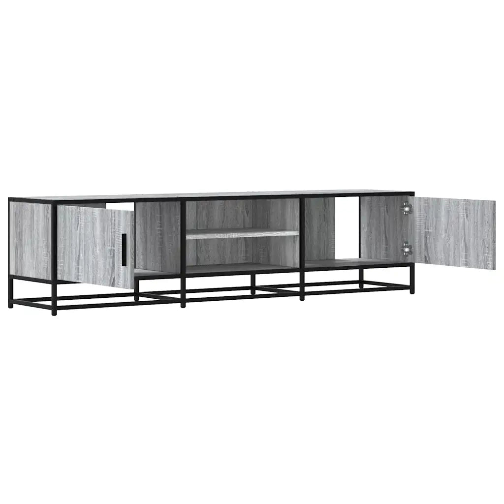 Mobile TV Grigio Sonoma 160x35x41cm Legno Multistrato e Metallo 848847