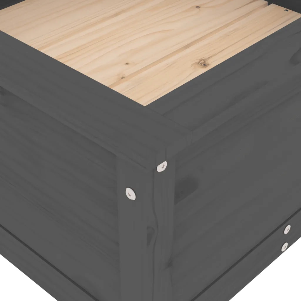 Fioriera da Giardino-Vaso da Esterno-Contenitore per Piante Grigia 82,5x82,5x39cm Legno Massello Pino