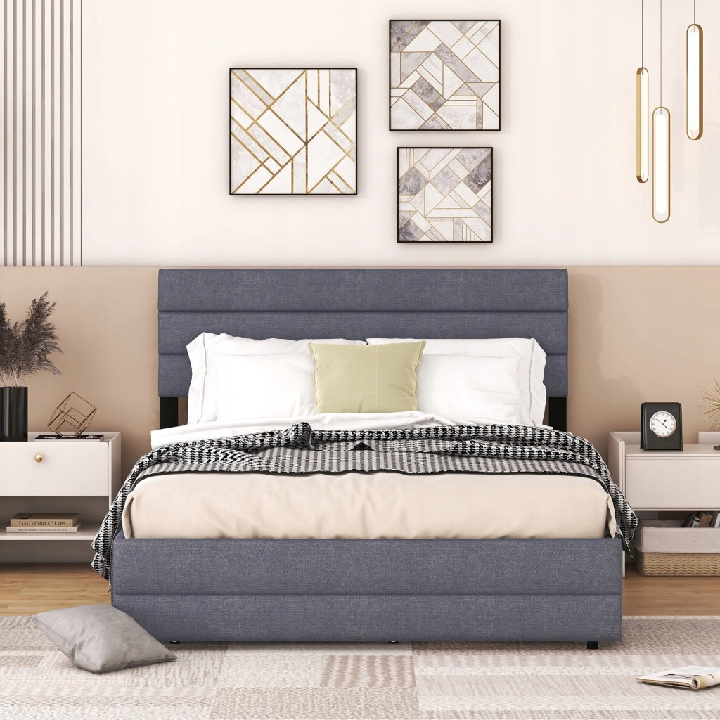 Letto 140x200 - Xylo - Grigio con 2 cassetti