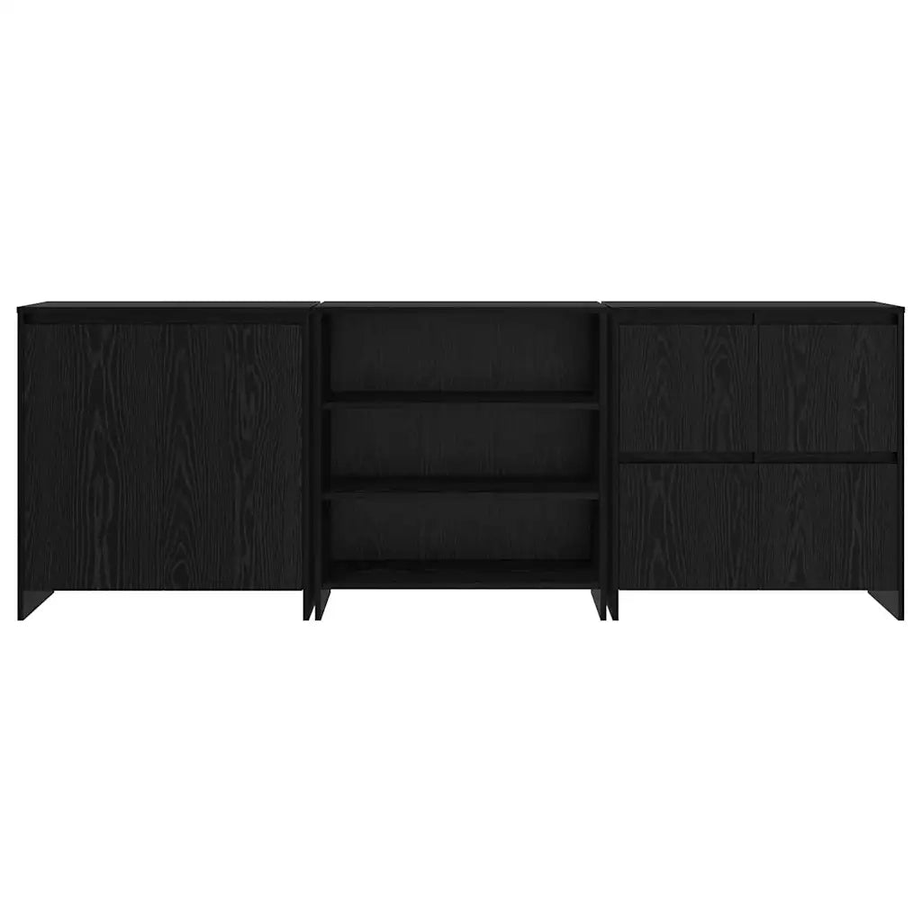 Credenza 3 pcs Rovere Nero 70 x 41 x 75 cm Legno multistrato