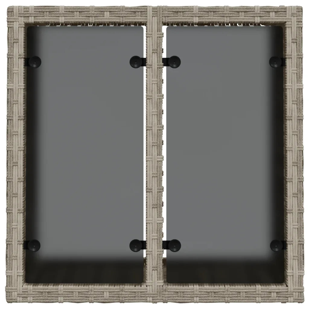 Tavolo Giardino Piano Vetro Grigio Chiaro 55x55x37cm Polyrattan