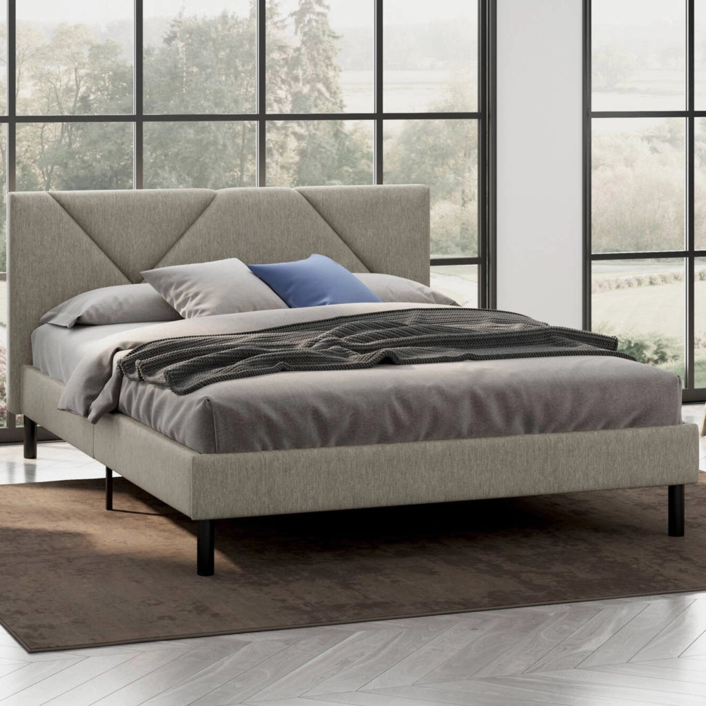 Hypnos, Letto Matrimoniale Dimensione Materasso 160x200 cm, Grigio Tortora