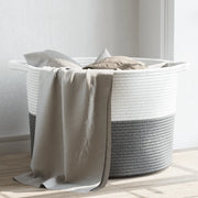 Cesto per Biancheria Grigio e Bianco Ã˜55x36 cm in Cotonecod mxl 132626