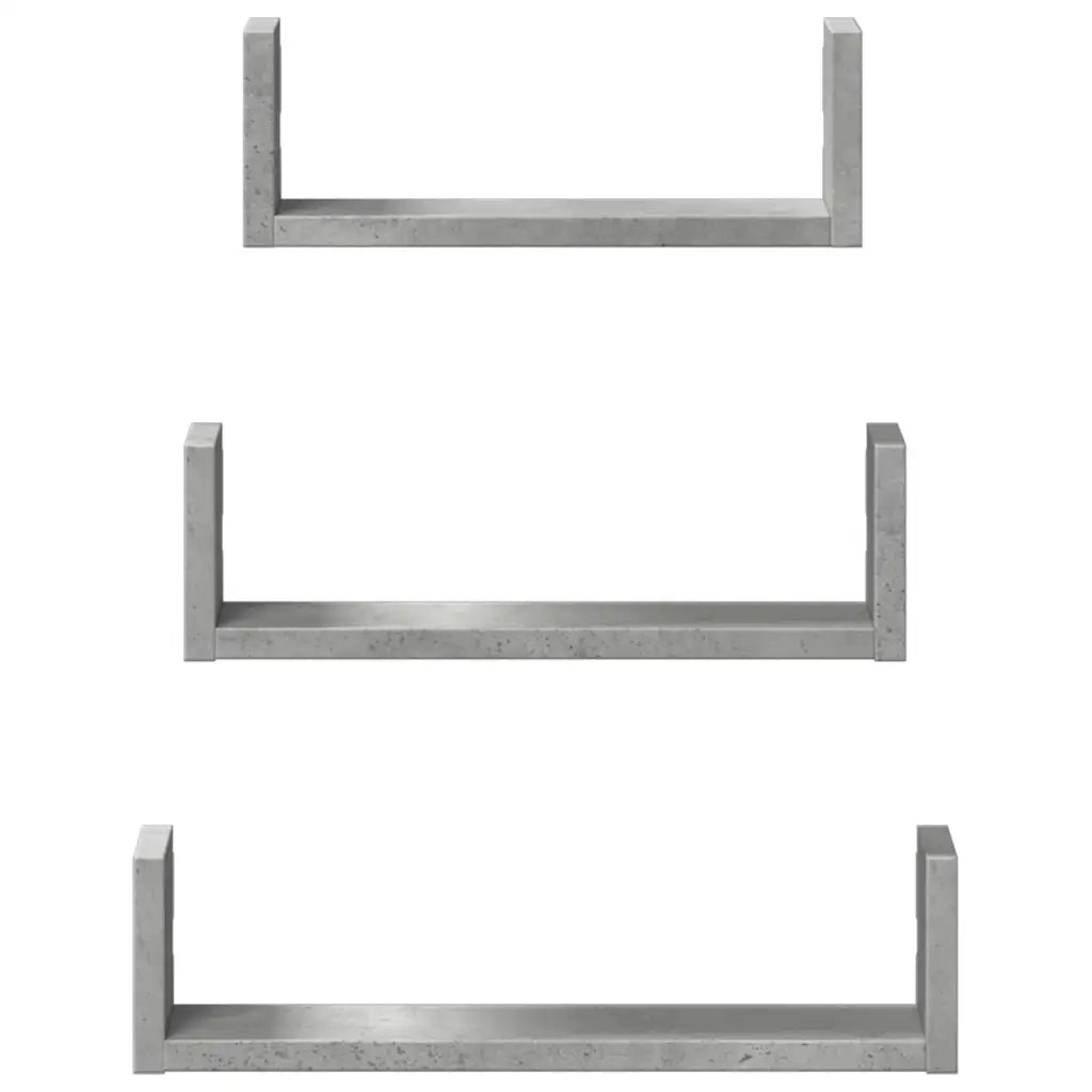 Mensole a Muro 3 pz Grigio Cemento in Truciolato 853311