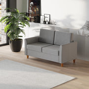 Divano a due posti in lino grigio chiaro 141x65x78cm con cuscini sfoderabili, ideale per il soggiorno