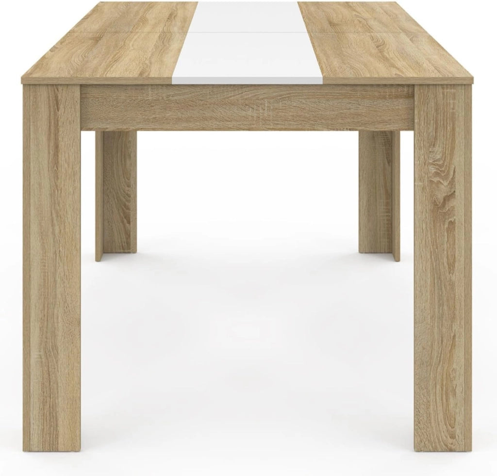 Tavolo da pranzo rettangolare GEORGIA a 6 posti in simil-faggio e bianco 140 x 80 cm