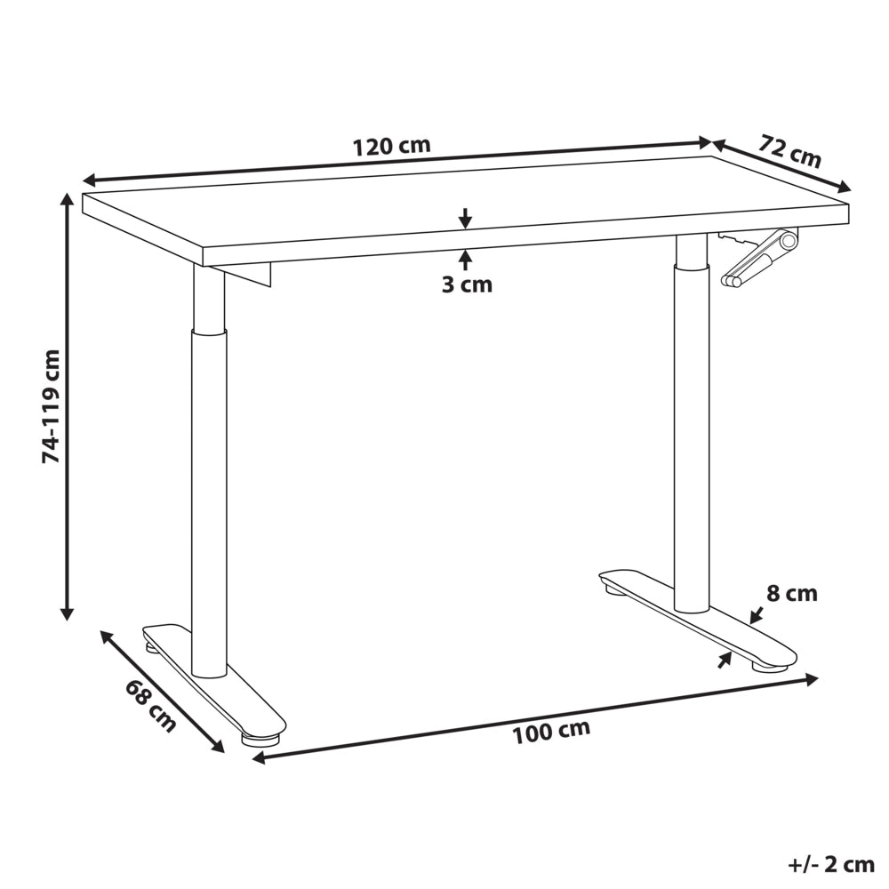 Scrivania regolabile manualmente bianco e marrone chiaro 180 x 60 cm Struttura in acciaio verniciato a polvere