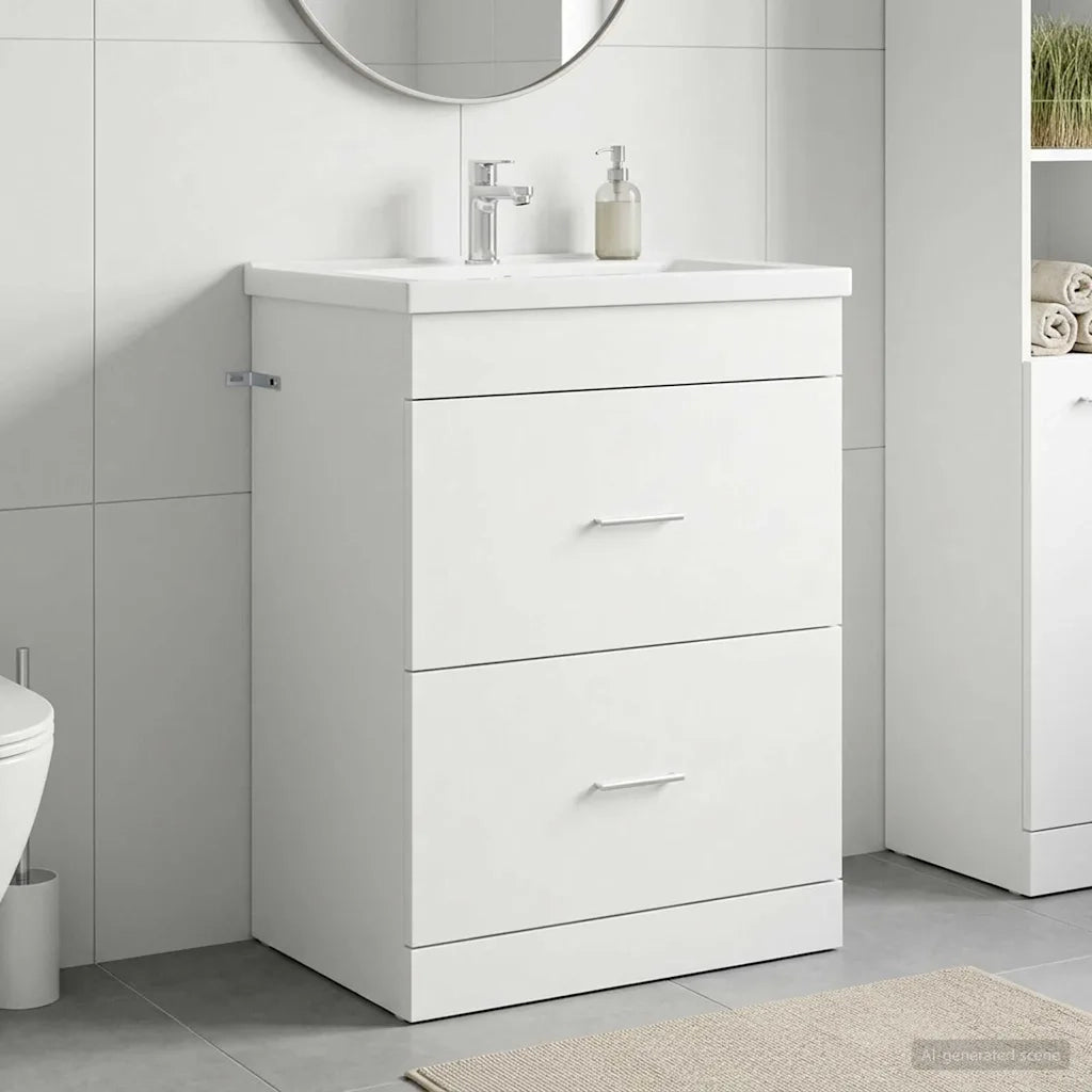 Mobiletto da Bagno Sotto Lavabo Bianco 56 x 37,5 x 81 cm 890704