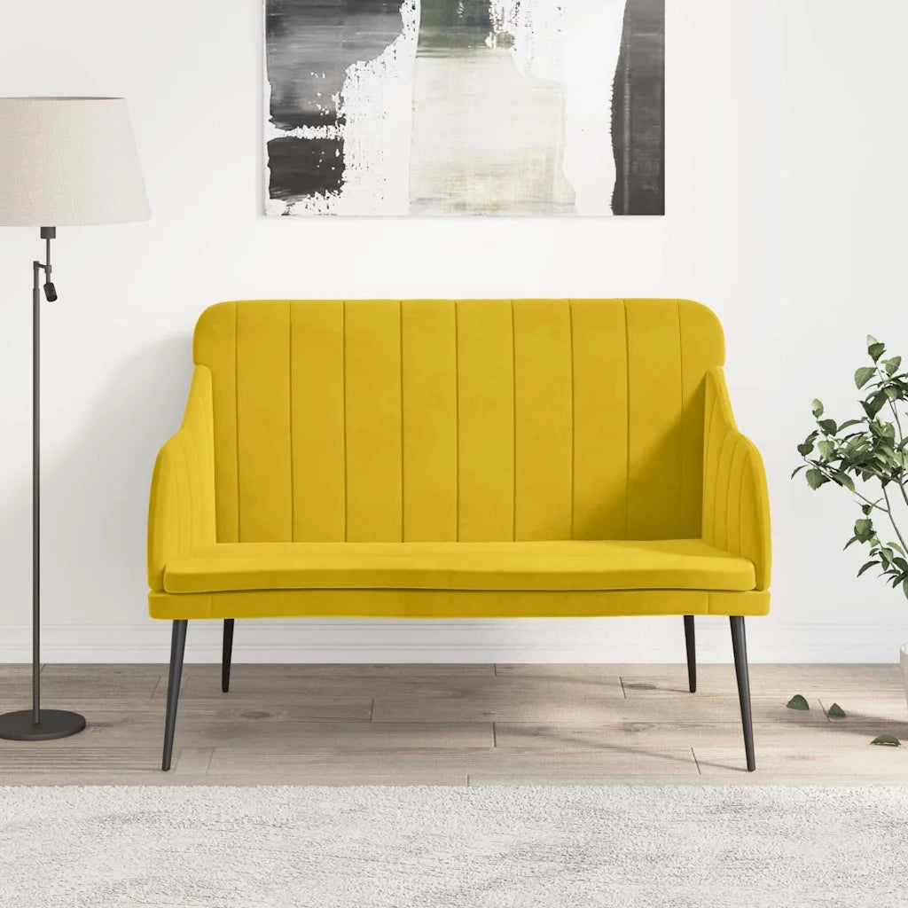 vidaXL Panca Gialla 110x76x80 cm in Velluto