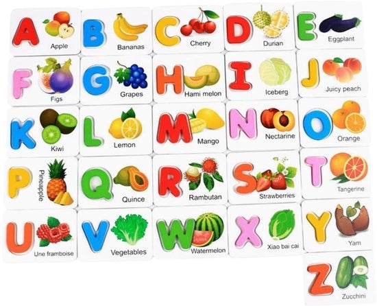 Giocattolo Educativo per Bambini - Puzzolo ABC in Legno - Set di Carte di Apprendimento - Gioco di Assegnazione Interattivo - Adatto per Bambini di 3-6 Anni - Migliora la Motoria Finissima - Gioco Educativo
