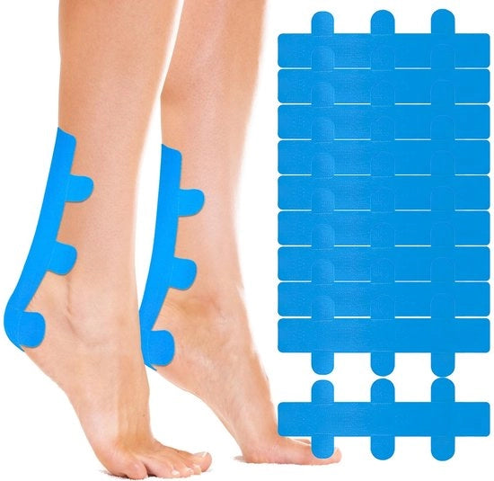 Nastro di Kinesiotaping - Acqua e Umidità Resistente - Elastico - Blu - Fisioterapico per Disturbi Sportivi - 10 Pezzi - Adatto alla Riabilitazione