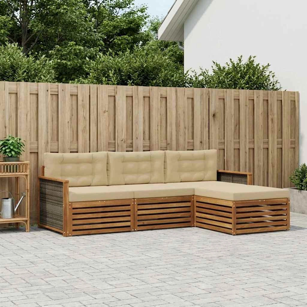Set di divani da esterno 4 pz Naturale e Beige 3383201