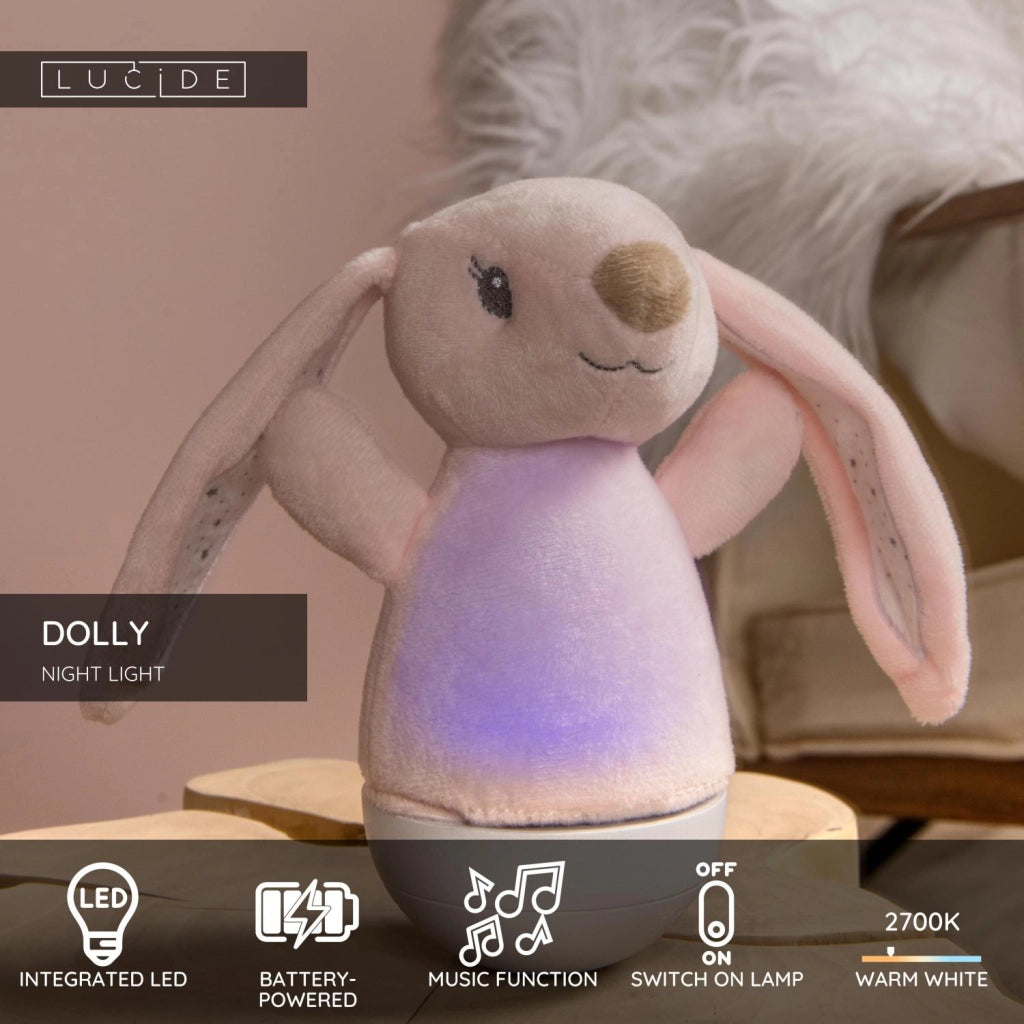 Lampada notturna bambini LED rosa con musica DOLLY
