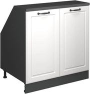 Mobile sottotetto Rion, Bianco casa di campagna, 80 x 81.6 cm con 2 porte, carcassa 60 cm profondità, adatto per il salvaspazio sotto tetti spioventi