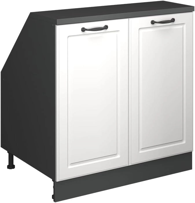 Mobile sottotetto Rion, Bianco casa di campagna, 80 x 81.6 cm con 2 porte, carcassa 60 cm profondità, adatto per il salvaspazio sotto tetti spioventi
