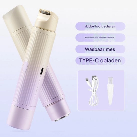 Scheerapparaat elettrico portatile con doppia testa, 2-in-1 per uso umido e asciutto, trimmer per linee bikini acqua resistente (blu)