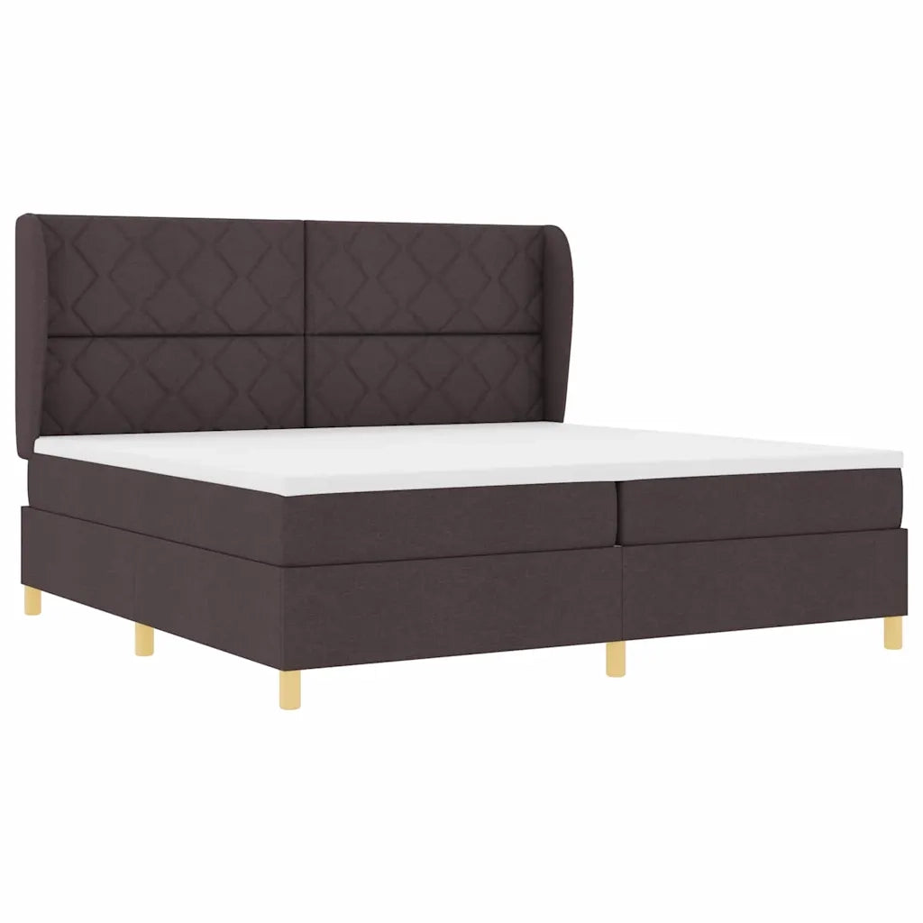 Letto a molle con materasso Marrone Scuro 200 x 200 cm Tessuto 3340840