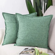 Set di 2 cuscini di lino in poliester morbidi decorativi per divano camera da letto cuscini copertura verde 40x40 cm quadrato