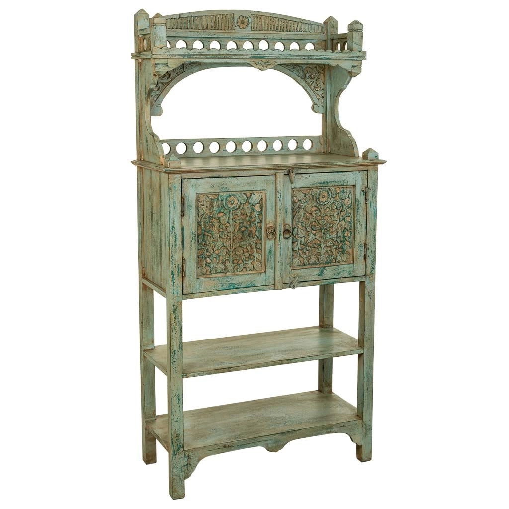 Credenza in legno artigianale blu 75x35x150