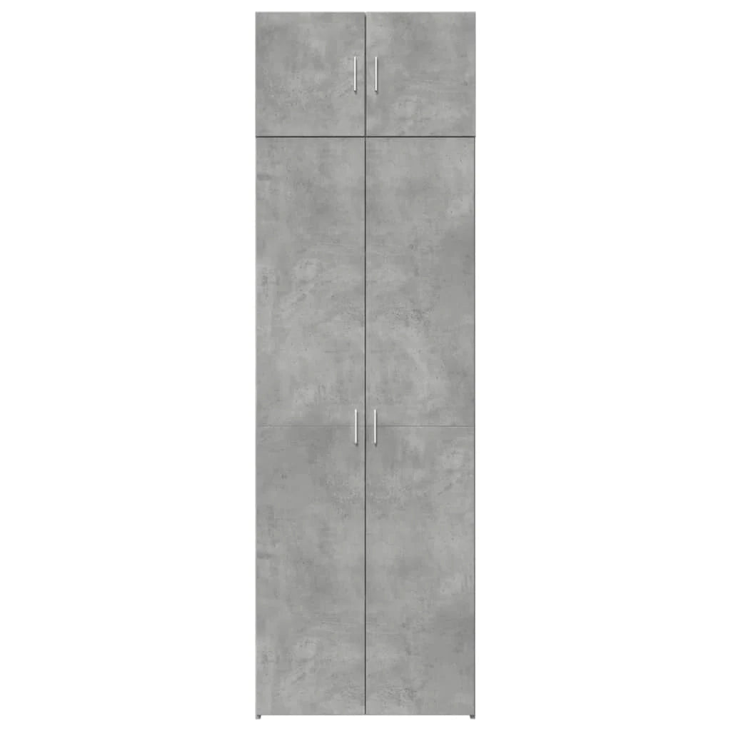 Mobile contenitore alto 70 x 42,5 x 225 cm con 8 scomparti design moderno e multifunzionale in legno composito grigio cemento 02_0055583