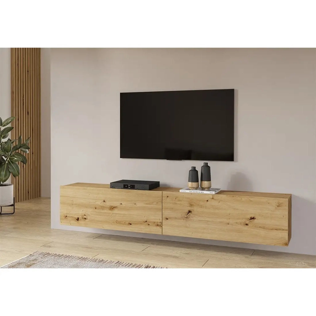 Mobile TV 180 cm collezione EVA. Colore rovere e nero.