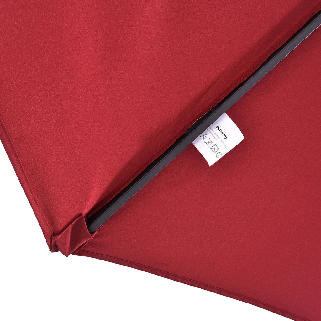 Parasole da giardino ovale 455 x 270 cm doppio modello da mercato e patio con manovella colore rosso vino