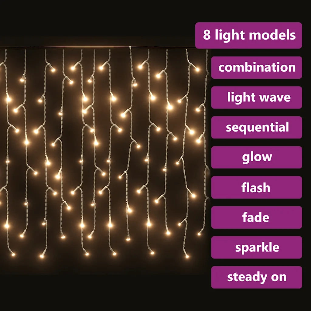 Luci a Ghiaccioli a LED 10 m 400 LED Bianco Caldo 8 Funzioni CFW7551401