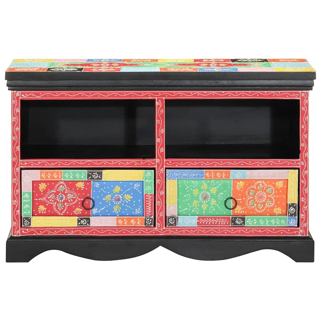 Mobile porta TV rettangolare moderno con pratici cassetti 80 x 35 x 50 cm in legno massello di mango 02_0057709