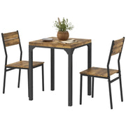 Set da pranzo composto da 3 pezzi: tavolo da pranzo, 1 tavolo, 2 sedie, MDF + metallo, marrone.