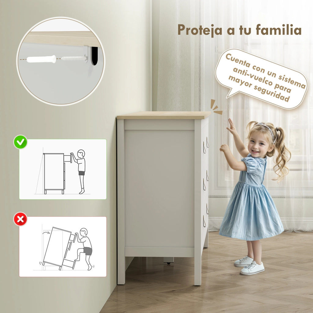 C¨®moda con 6 Cassetti ¨C zephmum ¨C Bianco 120x40x78 cm