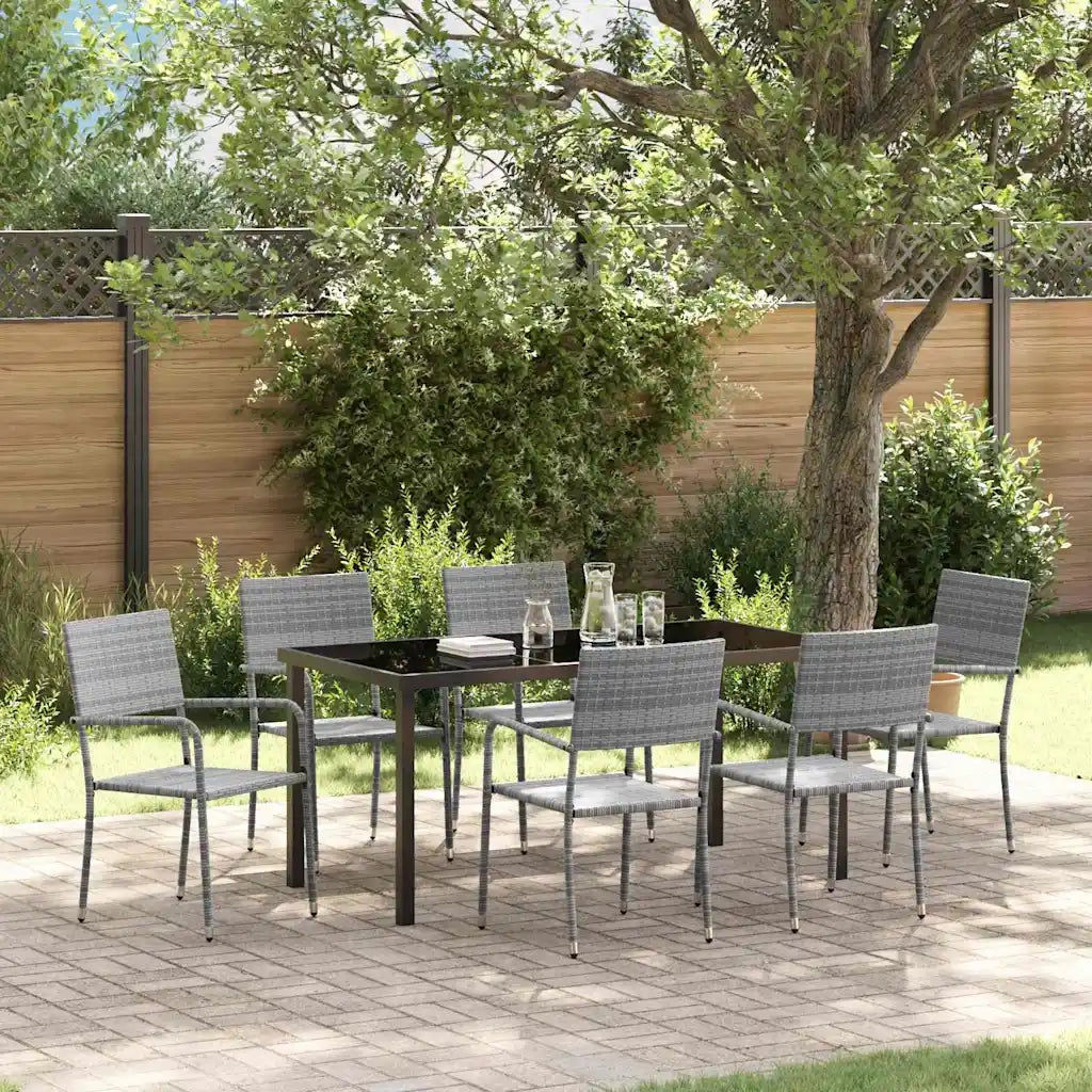 Set da Pranzo per Giardino con cuscino 7 pcs Grigio polyrattan 3380047