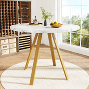 TAVOLO DA PRANZO ROTONDO 80 x 80 x 75 cm MDF Bianco/Oro