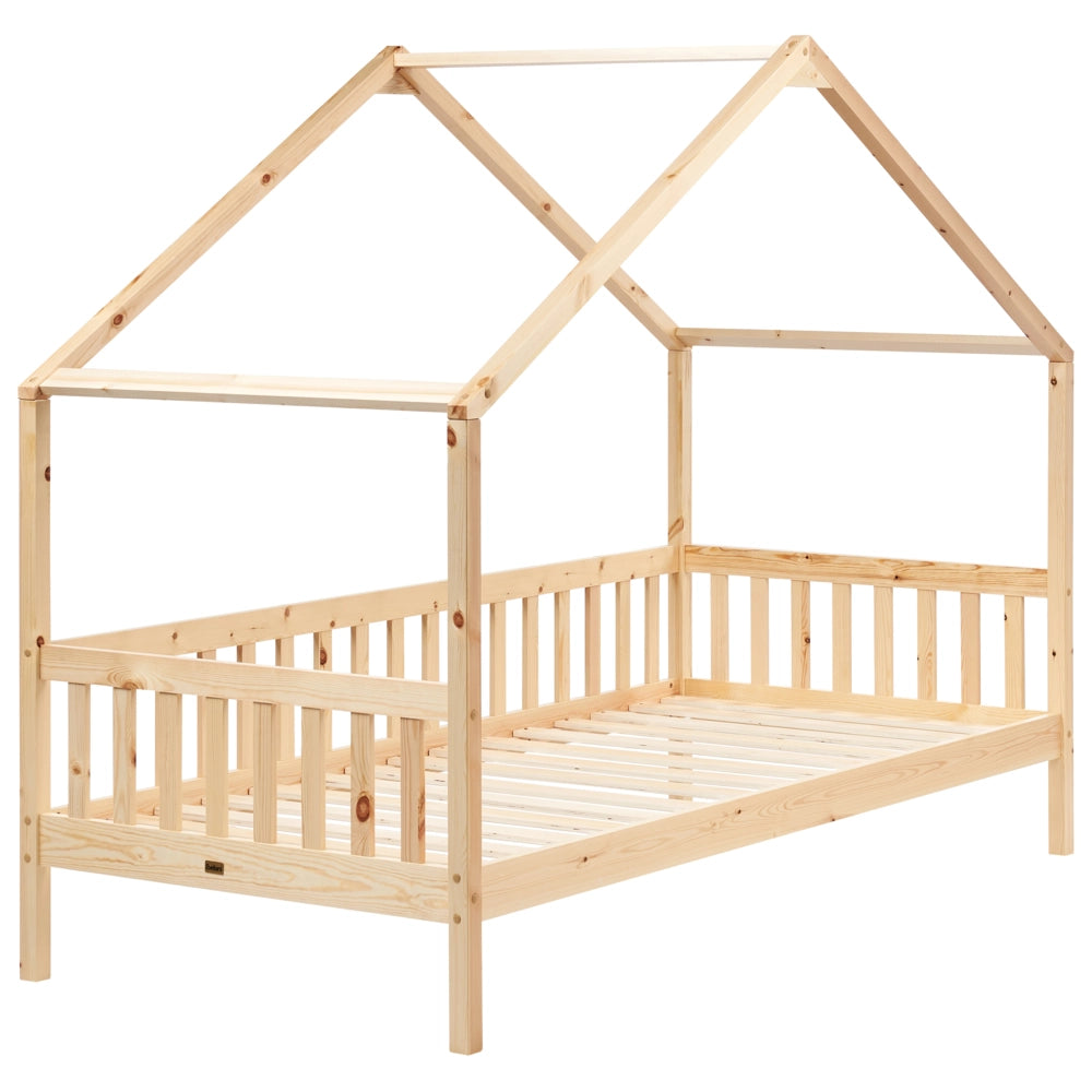 Letto a forma di casa per bambini Legno di pino chiaro UE Struttura letto singolo con doghe