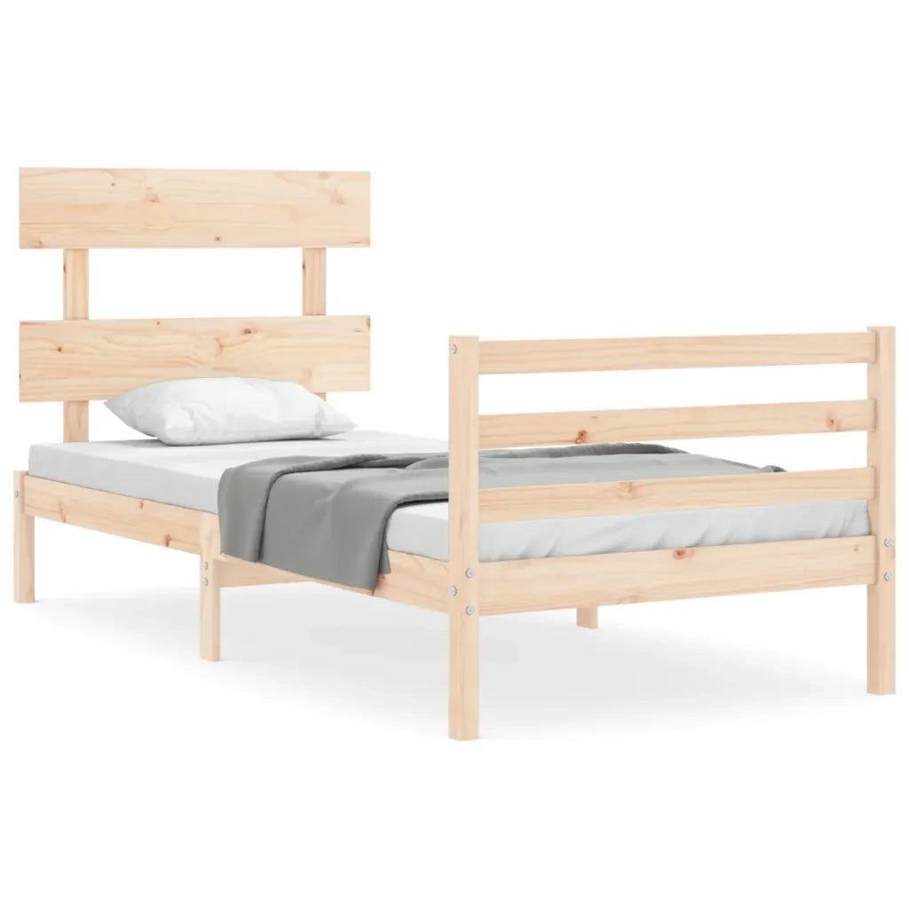 Giroletto con Testiera Single-Struttura Letto in Legno Massello 857475