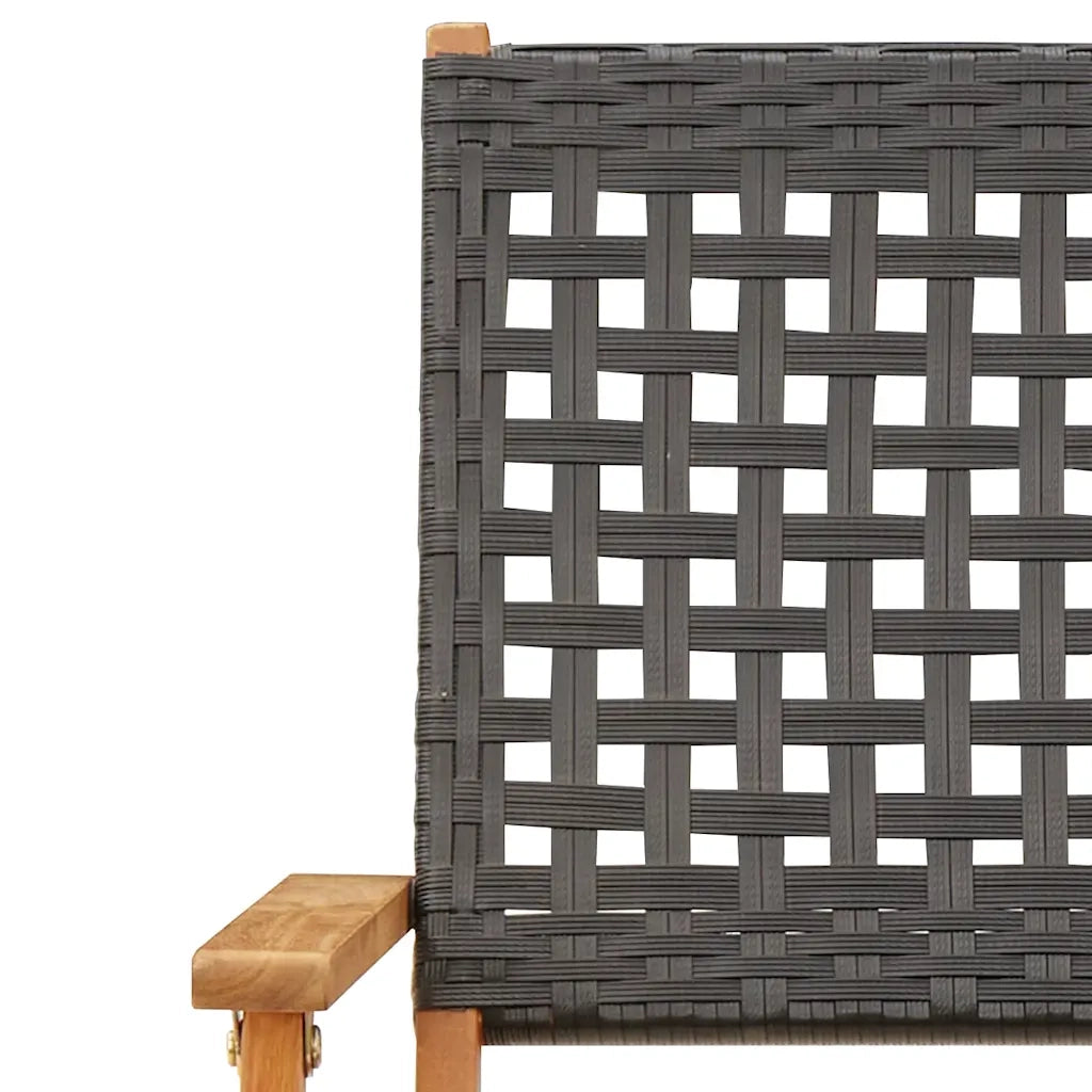 Set da Pranzo per Giardino 5pz | Set Salotto da Giardino Nero Polyrattan e Legno Massello