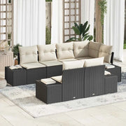 Set Divano da Giardino 7 pcs Nero e Crema polyrattan 3347097