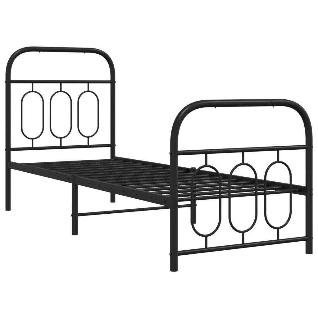 vidaXL Giroletto con Testiera e Pediera Metallo Nero 75x190 cm