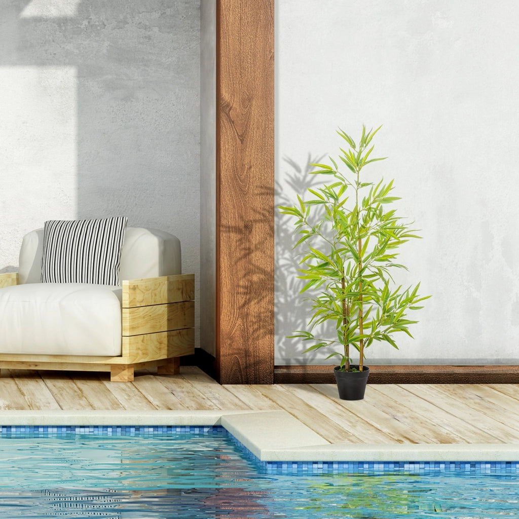 EasyComfort Piante di Bambù Artificiali in Vaso da 120cm, Decorazione per Casa, Ufficio, Interni ed Esterni, Verde