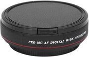 Filtro per obiettivo grandangolare 0,45x - Diametro 62 mm - Lega di alluminio - Vetro ottico - Adatto per fotocamere SLR - Amplia l'angolo di visuale - Obiettivo grandangolare