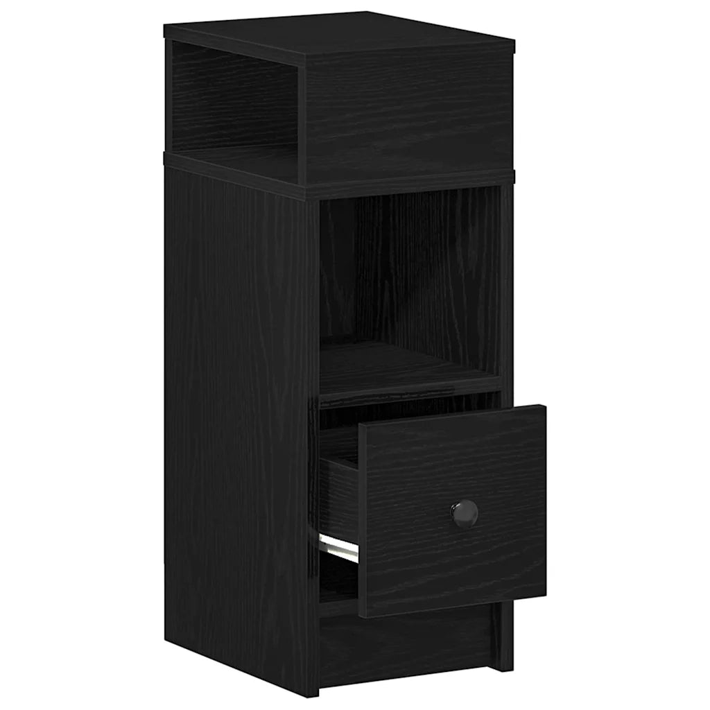 Comodini 2 pz con Cassetto Neri 25x31x66 cm