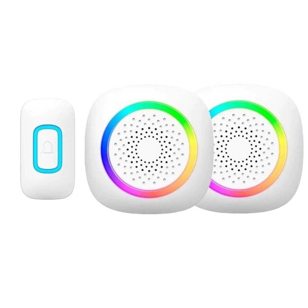 Trade Shop - Set 2 Campanelli Senza Fili Wireless 2 Ricevitori Luce Rgb 60 Melodie Rl-2r3995 -