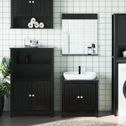 Set Mobili da Bagno 3 pz BERG Nero in Legno Massello di Pino