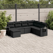 Set Divani da Giardino con Cuscini 7pz Nero Polyrattan 3220494