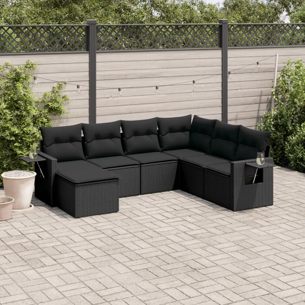 Set Divani da Giardino con Cuscini 7pz Nero Polyrattan 3220494